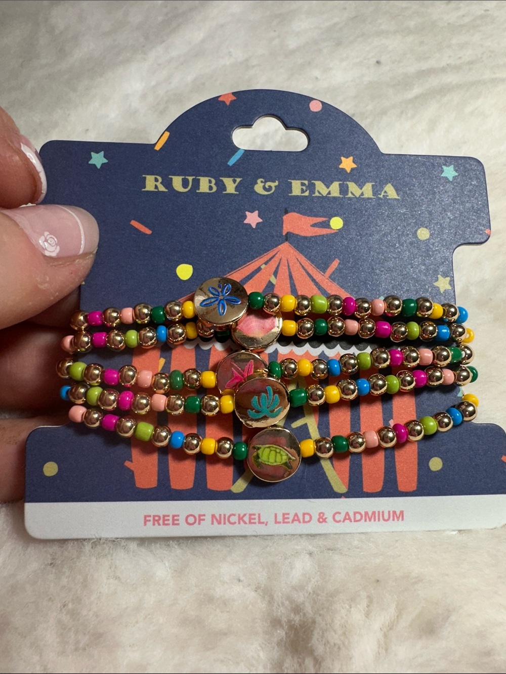 Ruby & Emma set of 5 stretchy bracelets with coastal charm